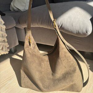 Olive Green Suede Shoulder Bag